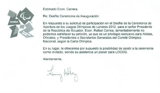 Presidente Rafael Correa quiso desfilar con atletas olímpicos ecuatorianos en Londres