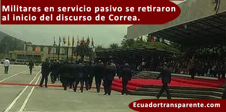 Militares en servicio pasivo se retiraron al momento del discurso del presidente Correa