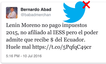Represión en Twitter por comentar sobre Lenin Moreno