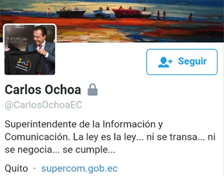 Irónico: Superintendente de Información y Comunicación bloquea su cuenta de twitter al público.