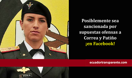Teniente es acusada de realizar expresiones ofensivas contra Correa y Patiño en Facebook