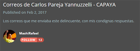 Rafael Correa muestra una carta de Carlos Pareja Yannuzelli, luego de que aparecen los CAPAYALEAKS
