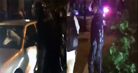 Policía rompe el parabrisas del vehículo de un manifestante, luego huye (Video)