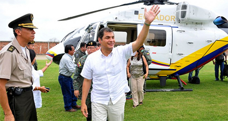 Este 10 de julio, Correa irá en helicóptero hasta Tababela