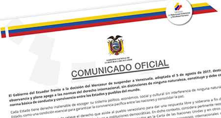 Gobierno ecuatoriano expresa su apoyo a la Constituyente de Maduro