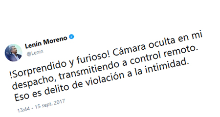 Lenin Moreno denuncia cámara oculta en su despacho (audio)