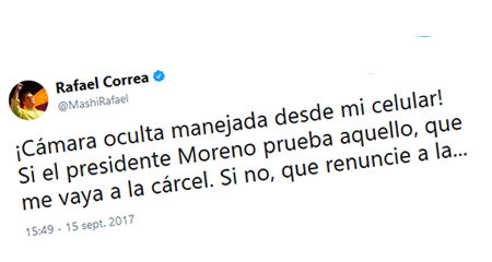 Correa reta a Lenin Moreno que pruebe que él lo espiaba
