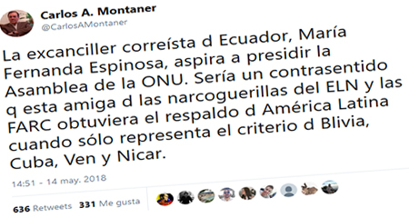 Carlos Alberto Montaner: María Fernanda Espinosa es amiga de las narcoguerrillas