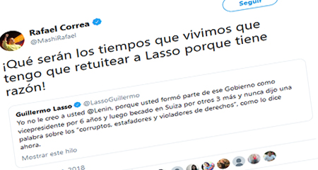 Lasso escribe que gobierno de Correa fue de «corruptos, estafadores y violadores de derechos» y Correa le da la razón