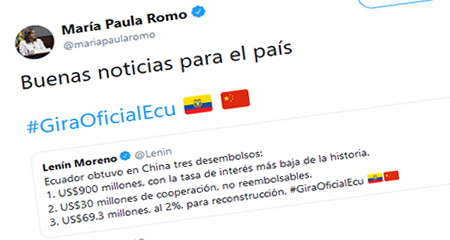 A María Paula Romo le parece que es buena noticia que el país esté mas endeudado con China