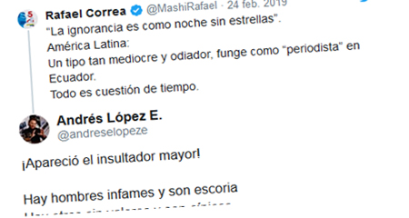Periodista Andrés López responde insultos de Correa en Twitter