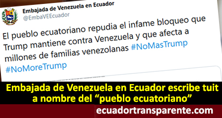 Embajada de Venezuela en Ecuador se toma el nombre del pueblo ecuatoriano en un comunicado