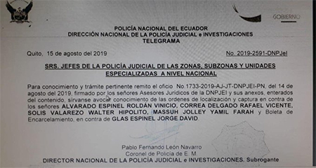 Nueva orden de captura contra Rafael Correa, Vinicio Alvarado y otros ex funcionarios