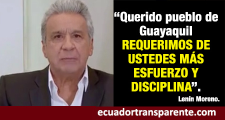 Lenín Moreno, en cadena nacional,  «hala las orejas» a guayaquileños que no se quedan en casa para evitar contagios por coronavirus