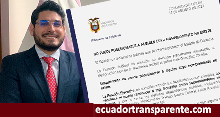 Gobierno de Guillermo Lasso desconoce el nombramiento de Raúl Gonzalez como superintendente de Bancos