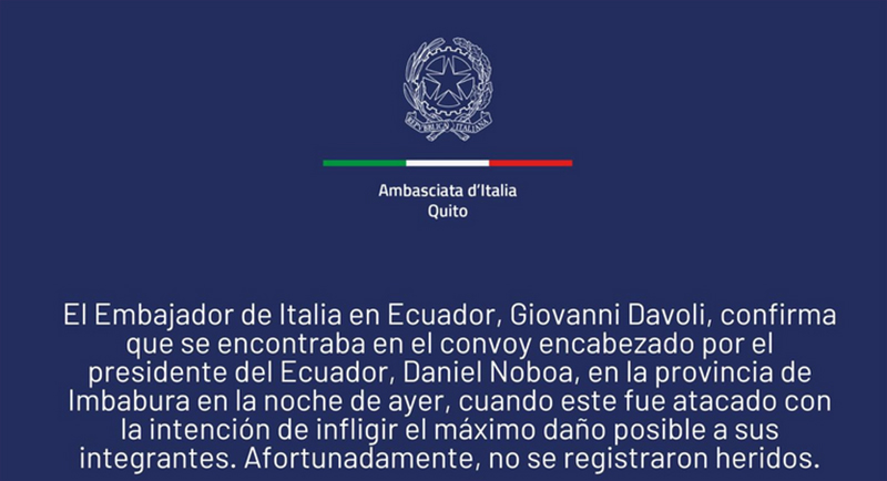 Acto terrorista: dura condena de Italia tras el atentado al convoy en el que viajaba diplomtico italiano
